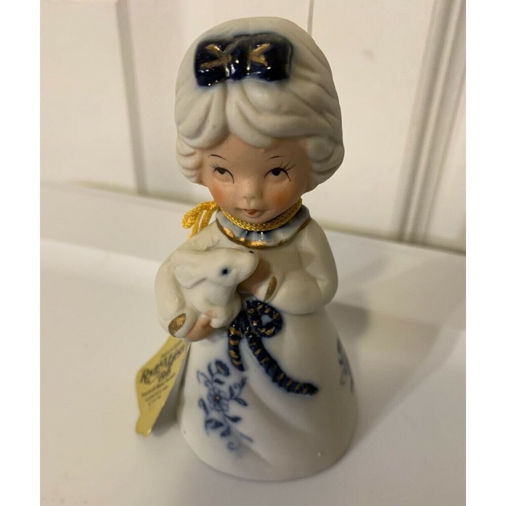 Vintage‎ Jasco Royal Majestic Porcelain Bell Girl with Bunny Bell 1980 Taiwan